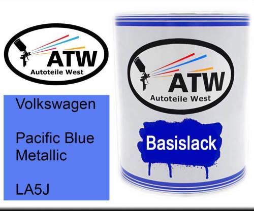 Volkswagen, Pacific Blue Metallic, LA5J: 1L Lackdose, von ATW Autoteile West.